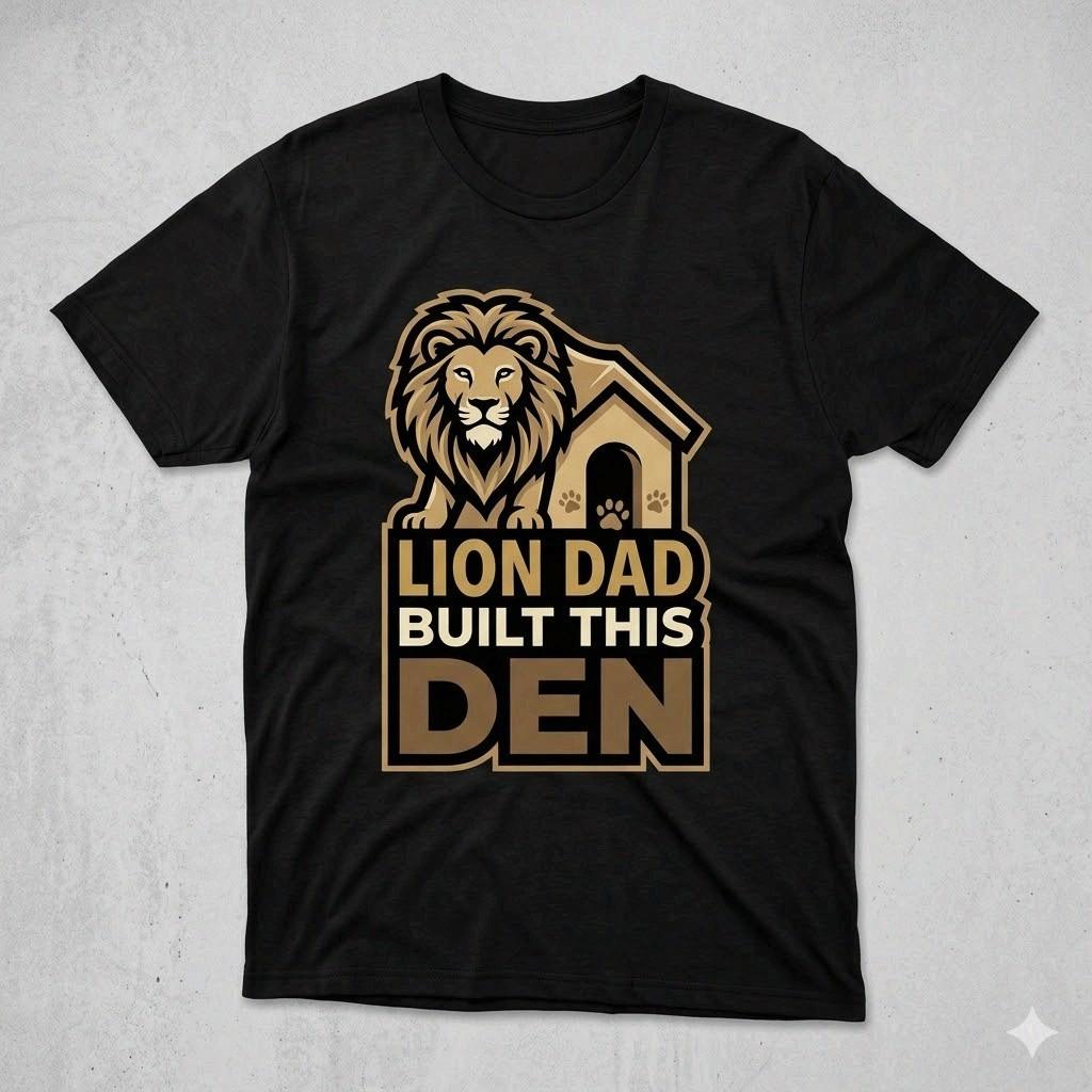 Lion Dad Built This Den Shirt Father’s Day Gift For Dad Graphic Unisex T-shirt L