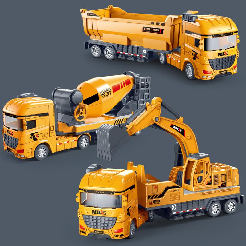 Simulation Mixer Excavator Truck Mounted Soil Truck Toy Model Can Rotate