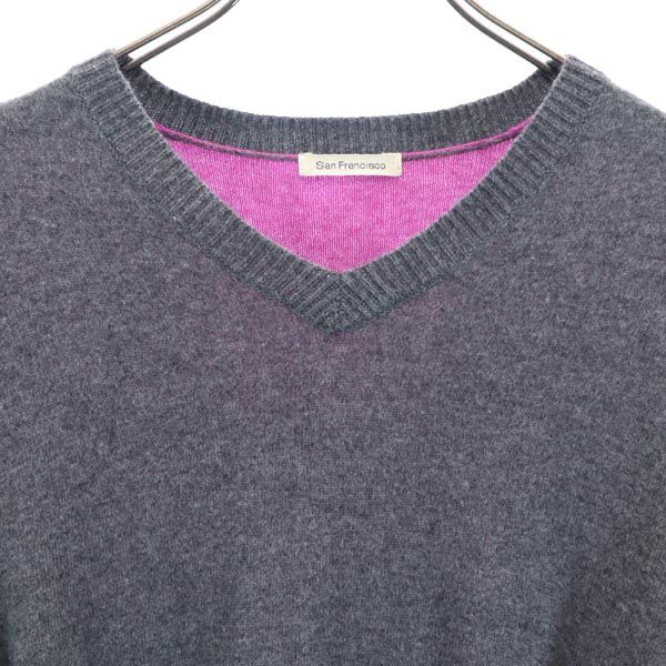 SAN FRANCISCO Wollmischung Langarm V-Ausschnitt Pullover M Grau Strick Damen Gebraucht