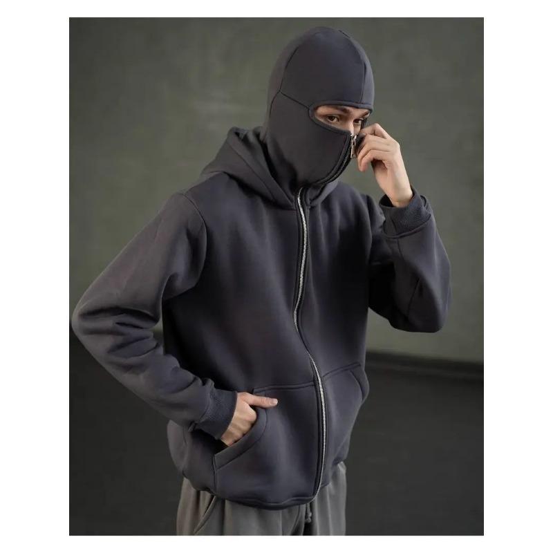 Fashionable Autumn Solid Color Zipper Hooded Long-sleeved Sweatshirt Jacket Men's Double Hood Autumn and Winter Versatile Tops