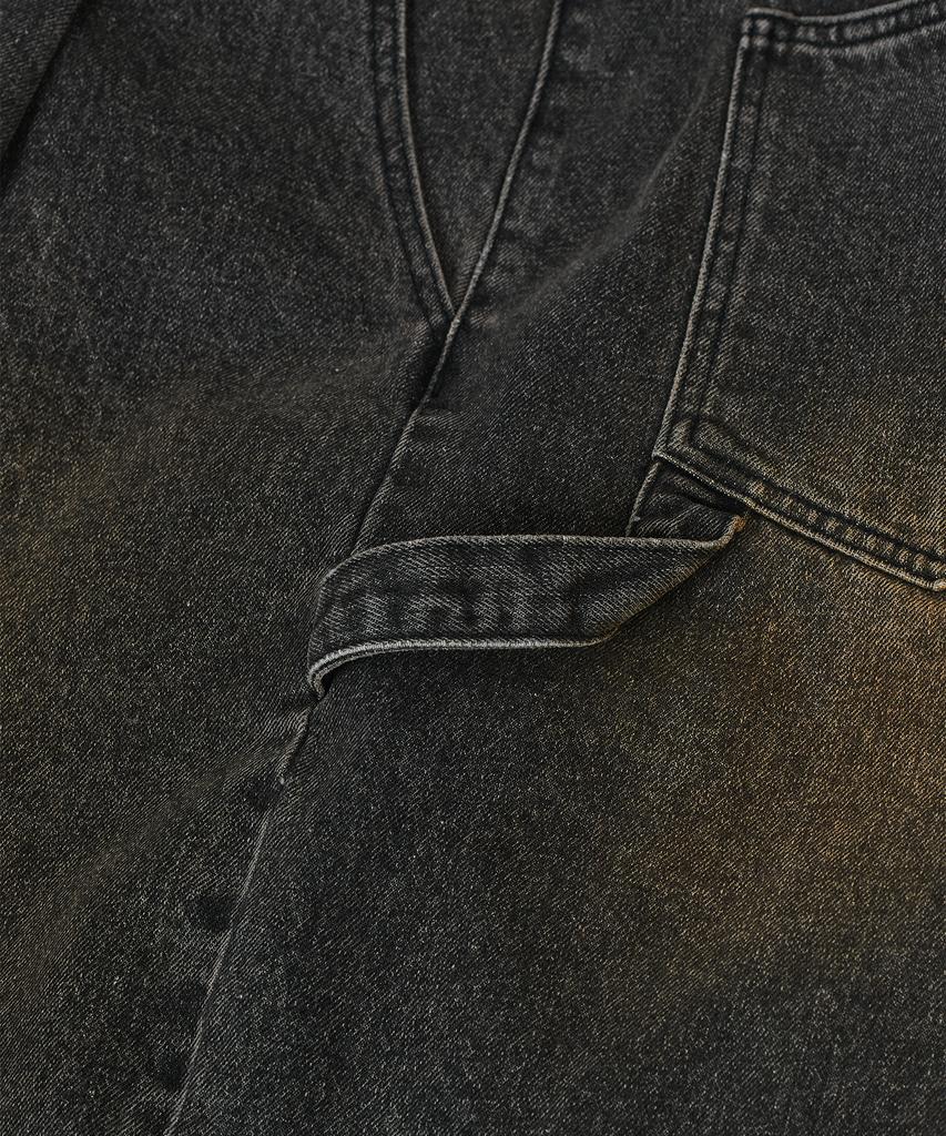 STANDARDERROR 87-Stan110 [Newtro] Minimal Washed Pintuck Bermuda Denim Pants Vintage Black