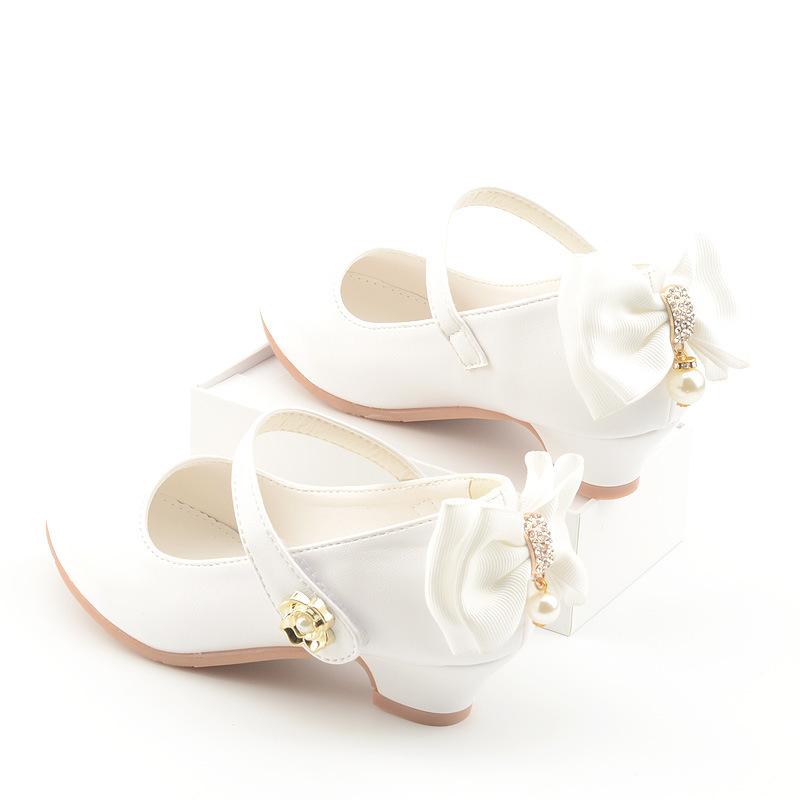 Girls' Fashionable High Heels Korean Style Princess Shoes All-match Shallow-mouth Leather Shoes