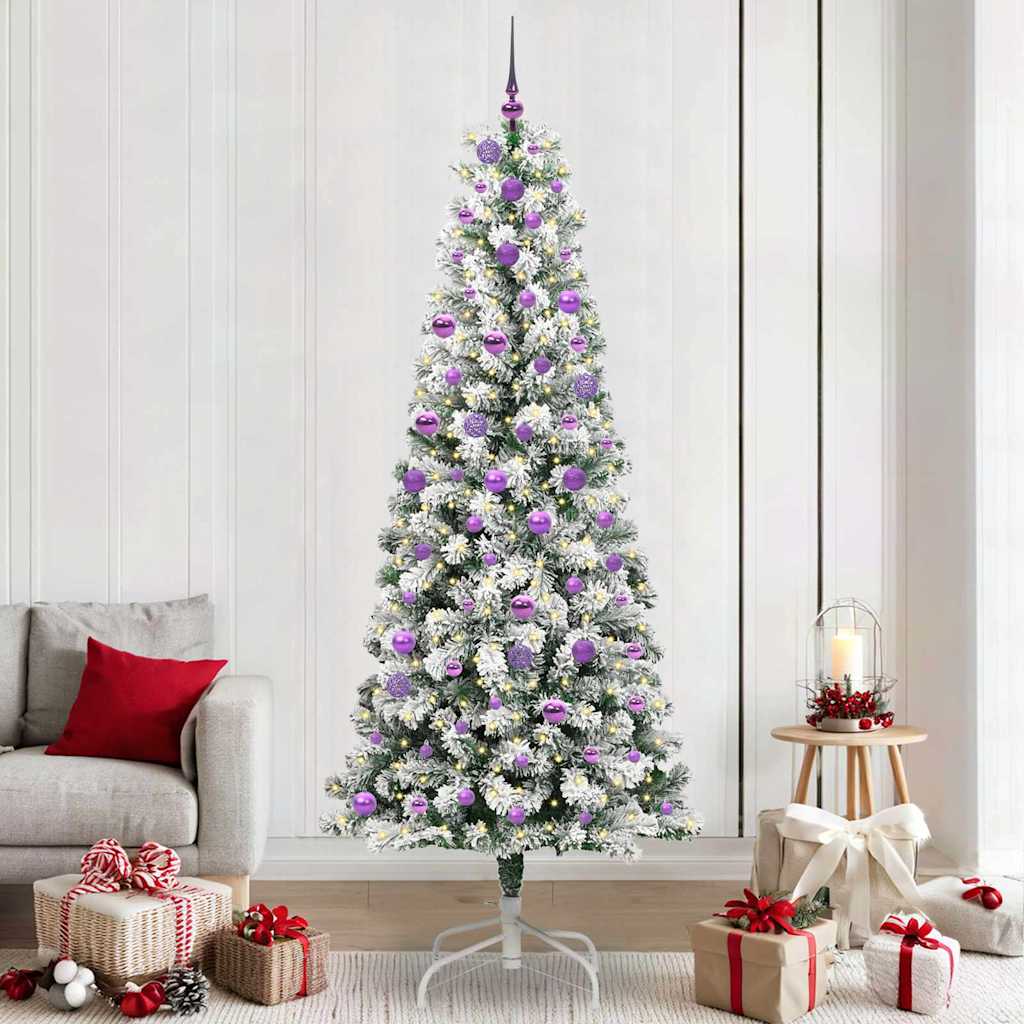 vidaXL Artificial Foldable Christmas Tree Green and White 240 cm