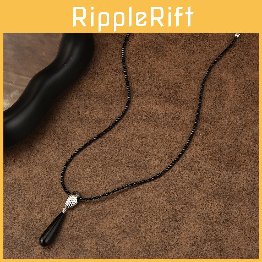 Unique Black Onyx And Pearl Necklace Featuring Elegant Geometric Design For Women