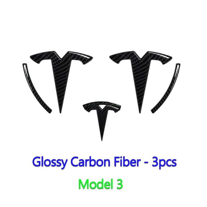 

For Tesla Model 3 Model Y ABS Car Overlay Sticker Front Hood Cover Emblem Steering Wheel Rear Trunk Badge Modified Decoration