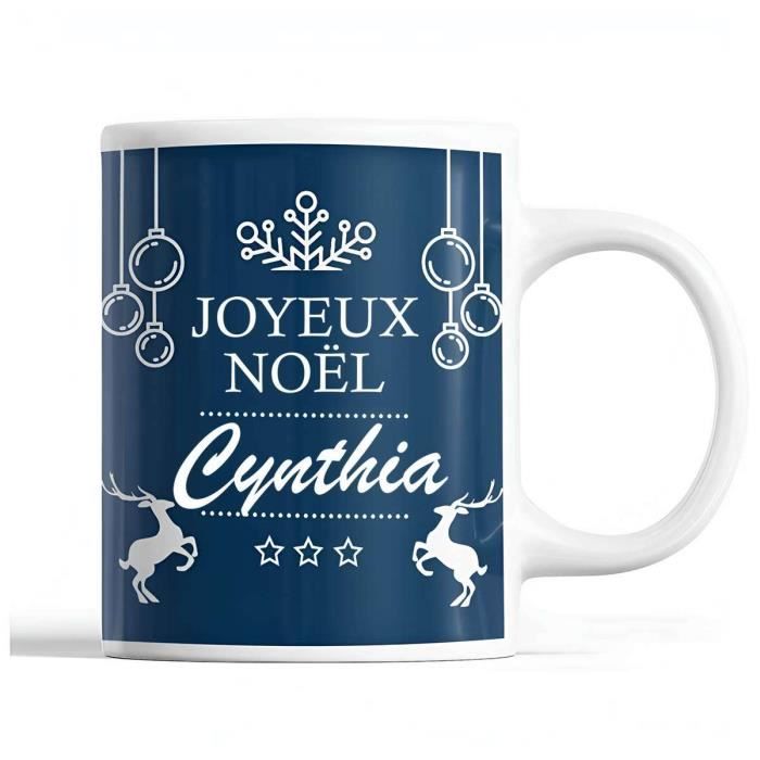 Mug - Noël Cynthia - Céramique - Imprimé recto/verso - 325 ml - Cadeau Secret Santa