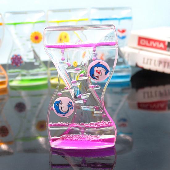 Moving Drip Oil Kids Toy Hourglass Liquid Bubble Timer Home Office Desk Decor