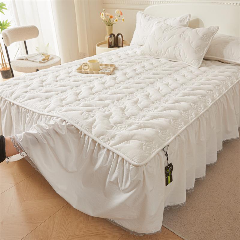 3 szt. Falbana na kołdrę, Poszewka na poduszkę, Pikowana narzuta na łóżko, Elegancki styl, Falbanka, Falbana do łóżka, Odporna na zagniecenia i blaknięcie pościel