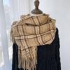 Vintage British Plaid Striped Scarf Autumn Winter Thickened Warm Tassel Wrap Scarf Unisex Imitation Cashmere Coldproof Scarf