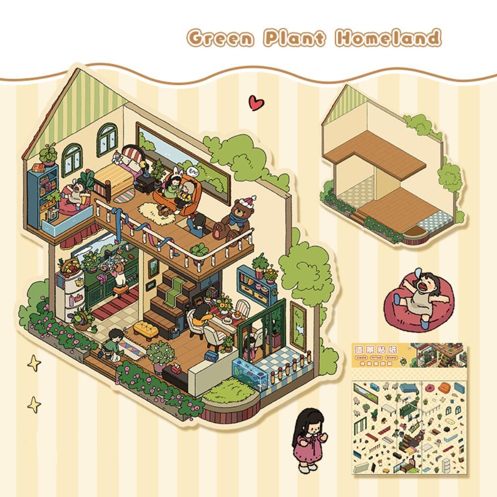 Dekorative Miniaturszene 3D Sticker DIY Landschaft Notizbuchsticker Geschenke Handkonto Sticker