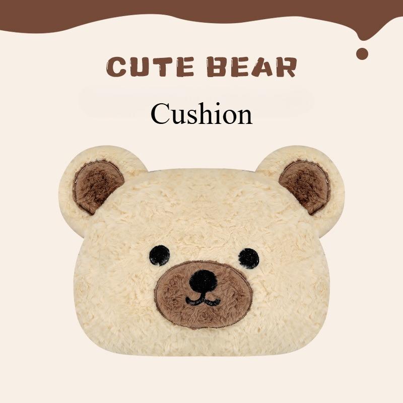 Cartoon 3D Bear Universal Car Seat Cushion Covers Plush Backrest for Autumn Winter Warm Cute Designed Seat Accessories