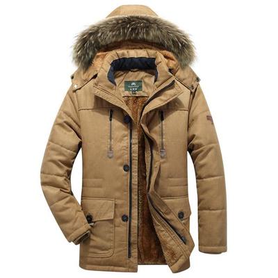 Winter Jacket Men Casual Thicken Cotton Padded Parka Long Hooded Coat Warm with Fur Overcoat
