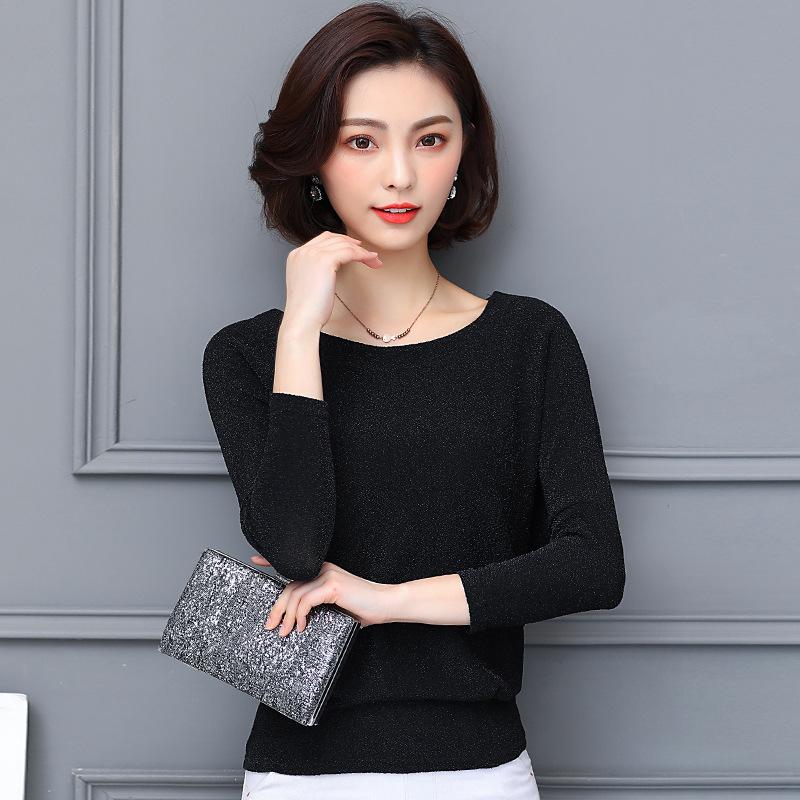 

Autumn All-match Plus Size Bottoming Shirt Slim Slimming Long-sleeved T-shirt Women s Blouse Middle-aged Wear S