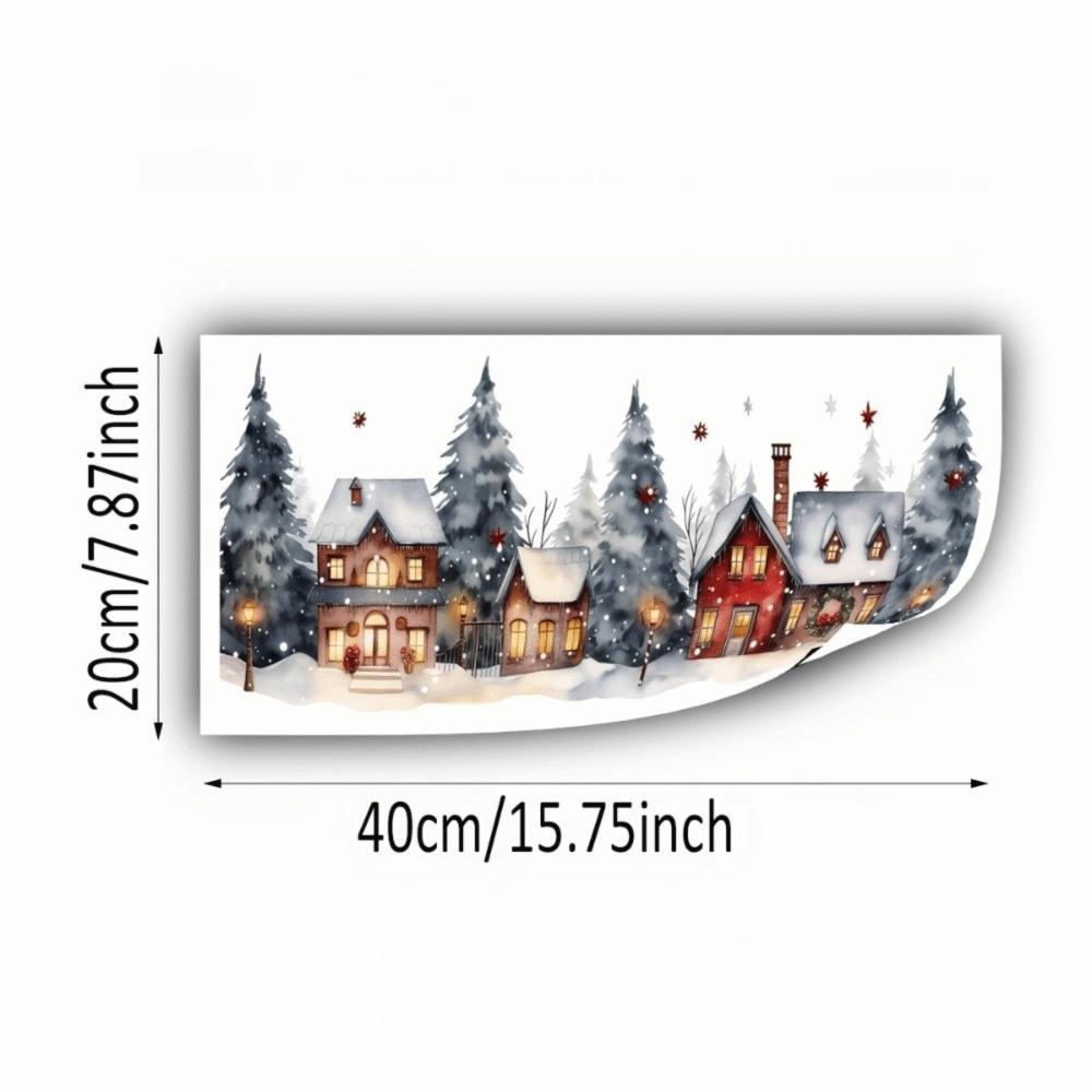 Static Adhesive Christmas Window Clings Waterproof Snowy Village Stickers Winter Home Decor