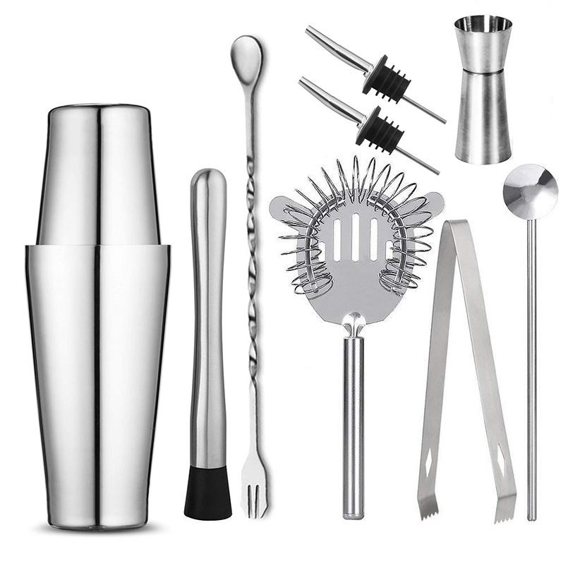 1/6/9/11pcs Boston Shaker Professional Stainless Steel Bartender Wine Cup Cocktail Mixer Martini Cocktail Shaker Bar Set 5