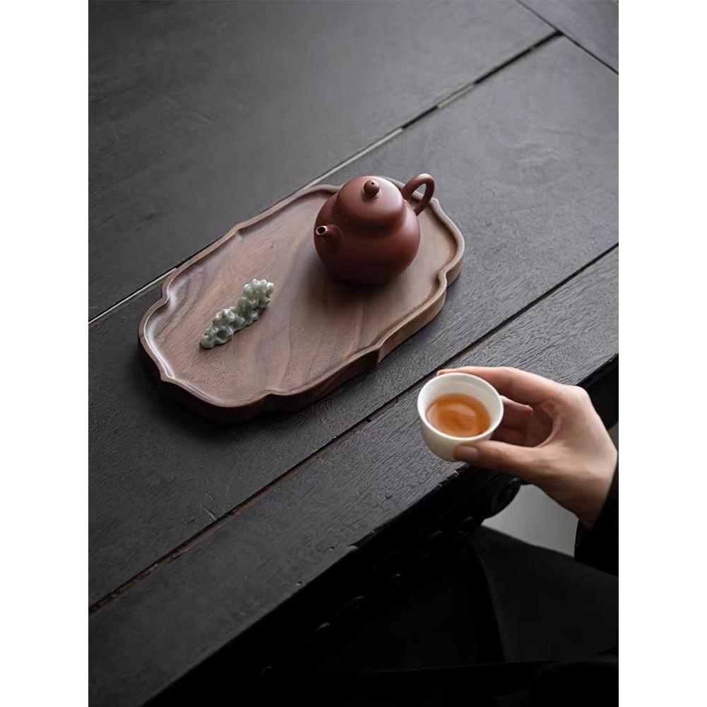 1PC Tea Tray Teaware Walnut Wood Tea Tray Dry Brewing Station Chinese Style Home Tea Set Zen Storage Teaware Sets Teapot Trivets