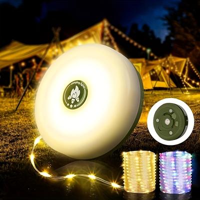 Camping Lights String, 4in 1 Upgraded Outdoor String Lights with 8 Lighting Modes, USB Charging - Portable RGB Camping String Lights for Camping