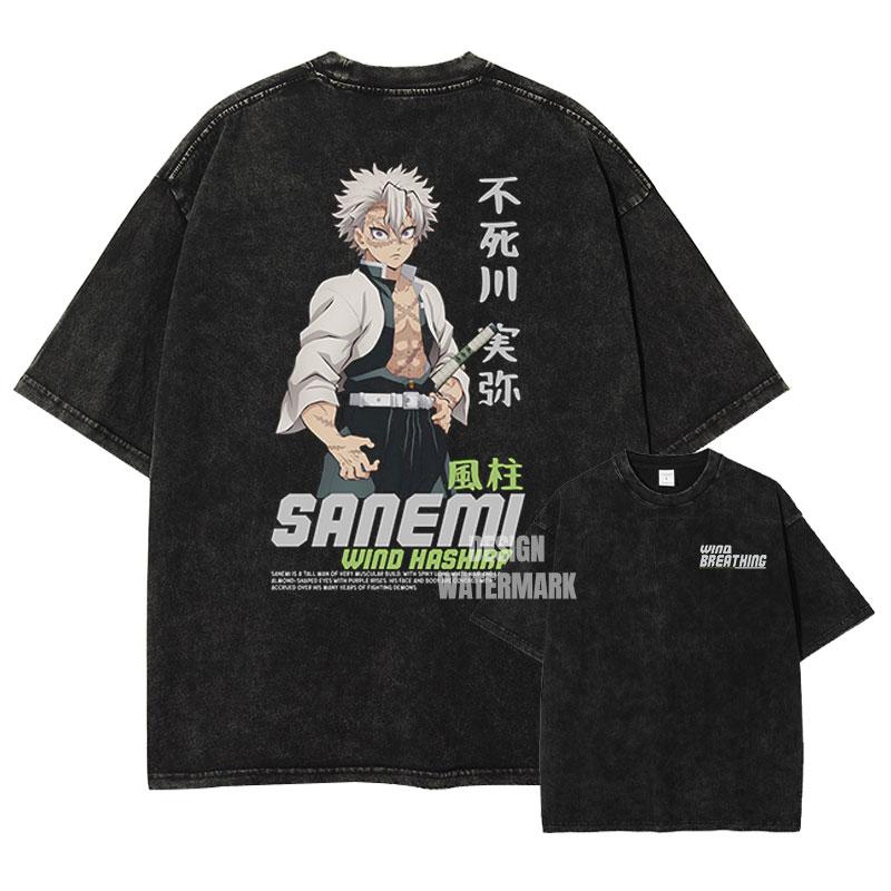 

Anime Demon Slayer Kamado Tanjirou Printed T Shirt Men Manga Cotton T-shirts Vintage Washed Tee Harajuku S