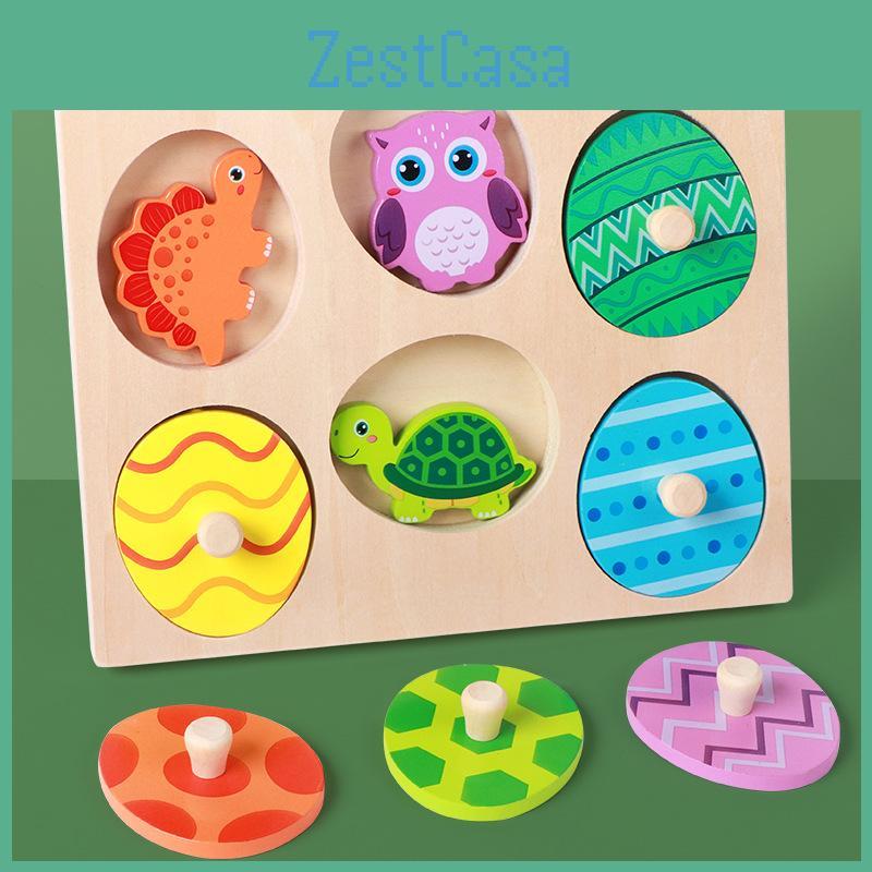 Wooden Turtle Dinosaur Animal Egg Puzzle Game For Kids With Animal Figures Educational Toy For Early Learning