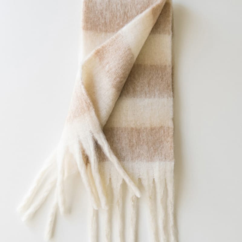 SILN Stripe long muffler (CREAM BEIGE)