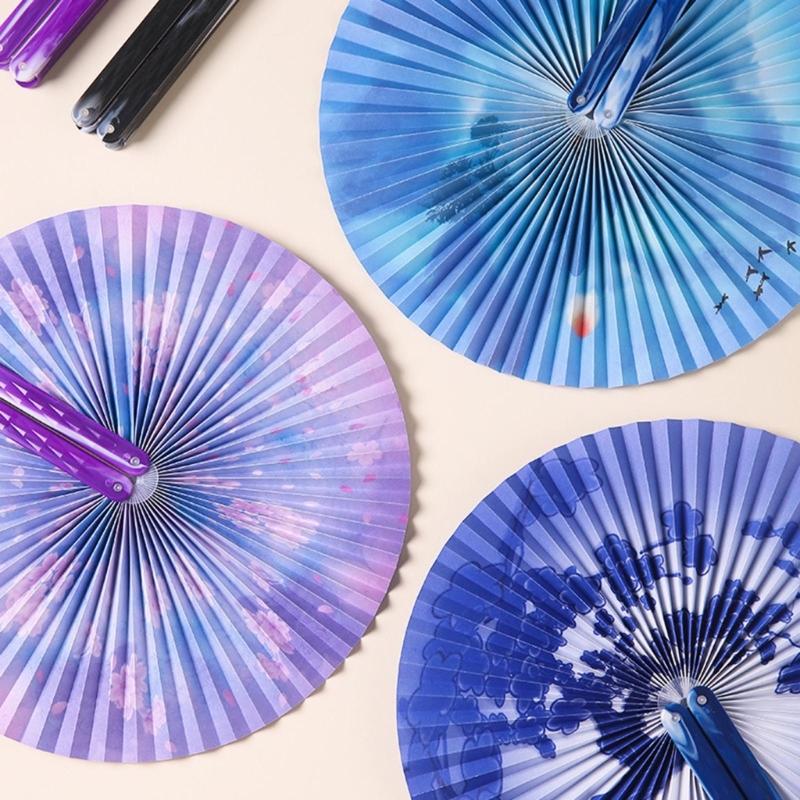 Handheld Hand Fan With Pendant Magnetic Folding Fan For Women Vintaged Shape Paper Fan For Weddings And Decorations