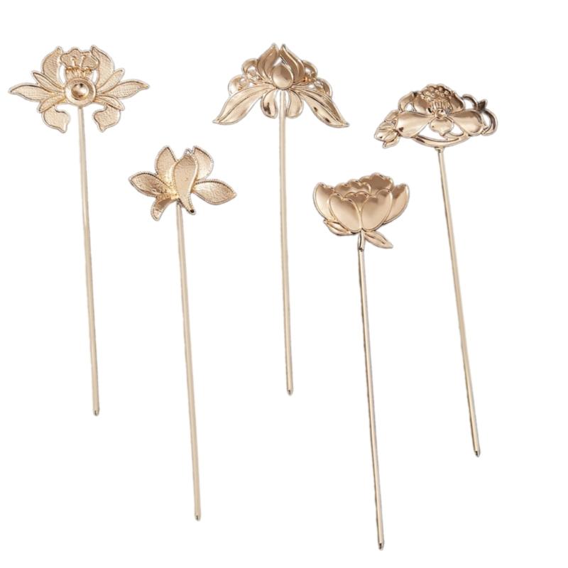 

5 шт. Традиционные китайские стили Заколка для волос Украшение для волос Металлическая цветочная палочка для волос Для женских костюмов Древний стиль Аксессуары для переодевания 1