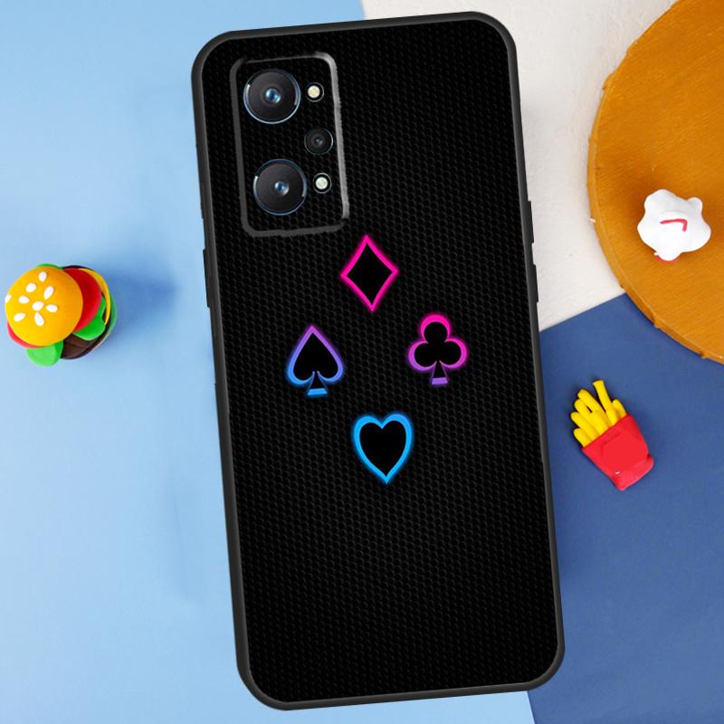Poker Playing Card For Realme 11 10 12 13 14 Pro Plus GT 5 6 6T GT7 Pro C61 C53 C51 C21Y C25S C55 C67 C75 Case