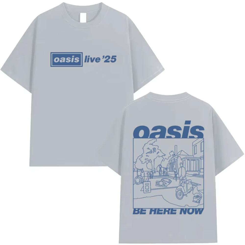Gothic Graphic European and American 2025 Trendy Oasis Rock Music Casual Men Women Tee Cotton Loose Hip Hop Short-sleeved Tshirt