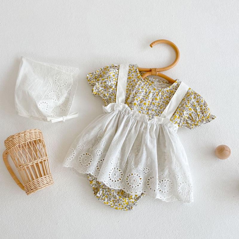 

New summer baby clothing, 0-3 year old baby girl floral jumpsuit with suspender skirt set 100cm разноцветный