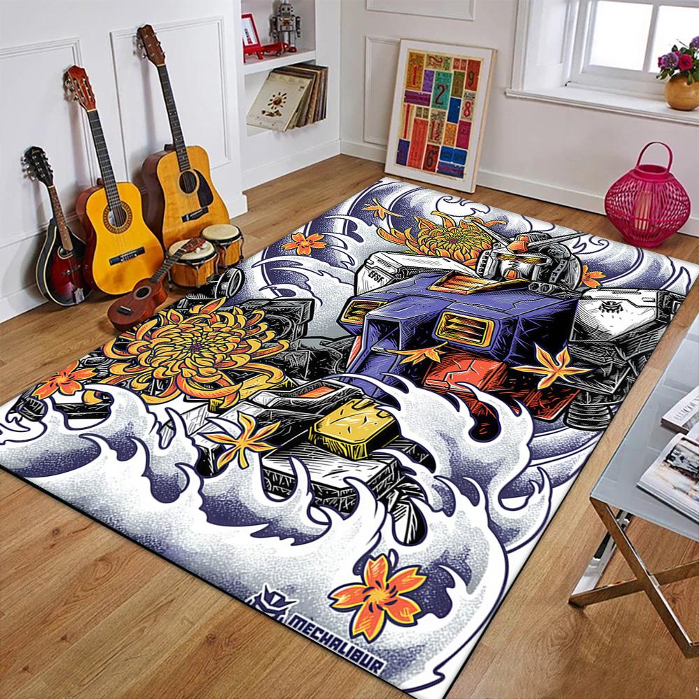 New 3D G-Gundam Cartoon Japansese Style Carpet Rug for Art Living Room Art Decor Sofa Home Kids Game Area Rug Non-slip Floor Mat