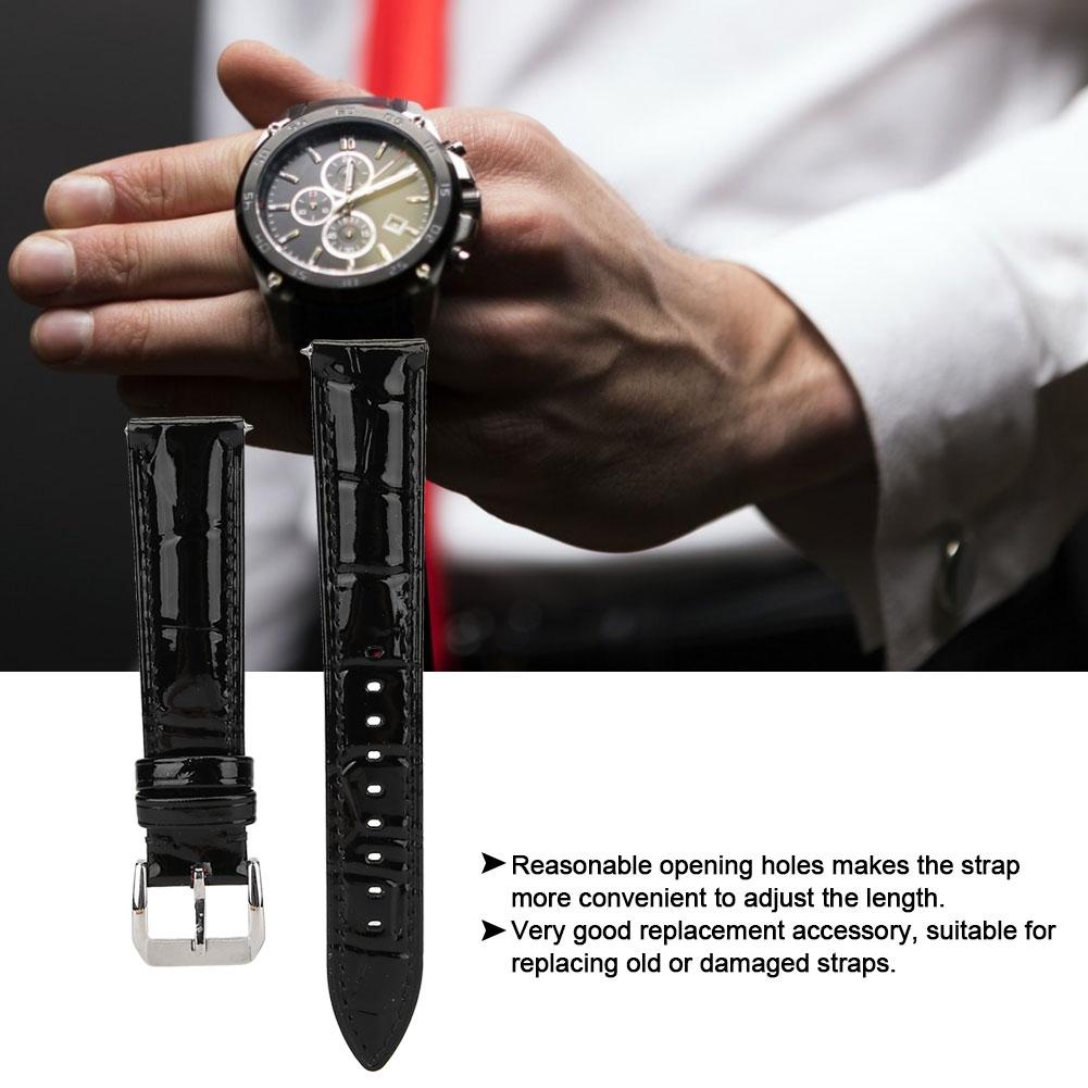 Universal Men Women Adjustable PU Leather Watch Band Strap Replacement 18mmBlack