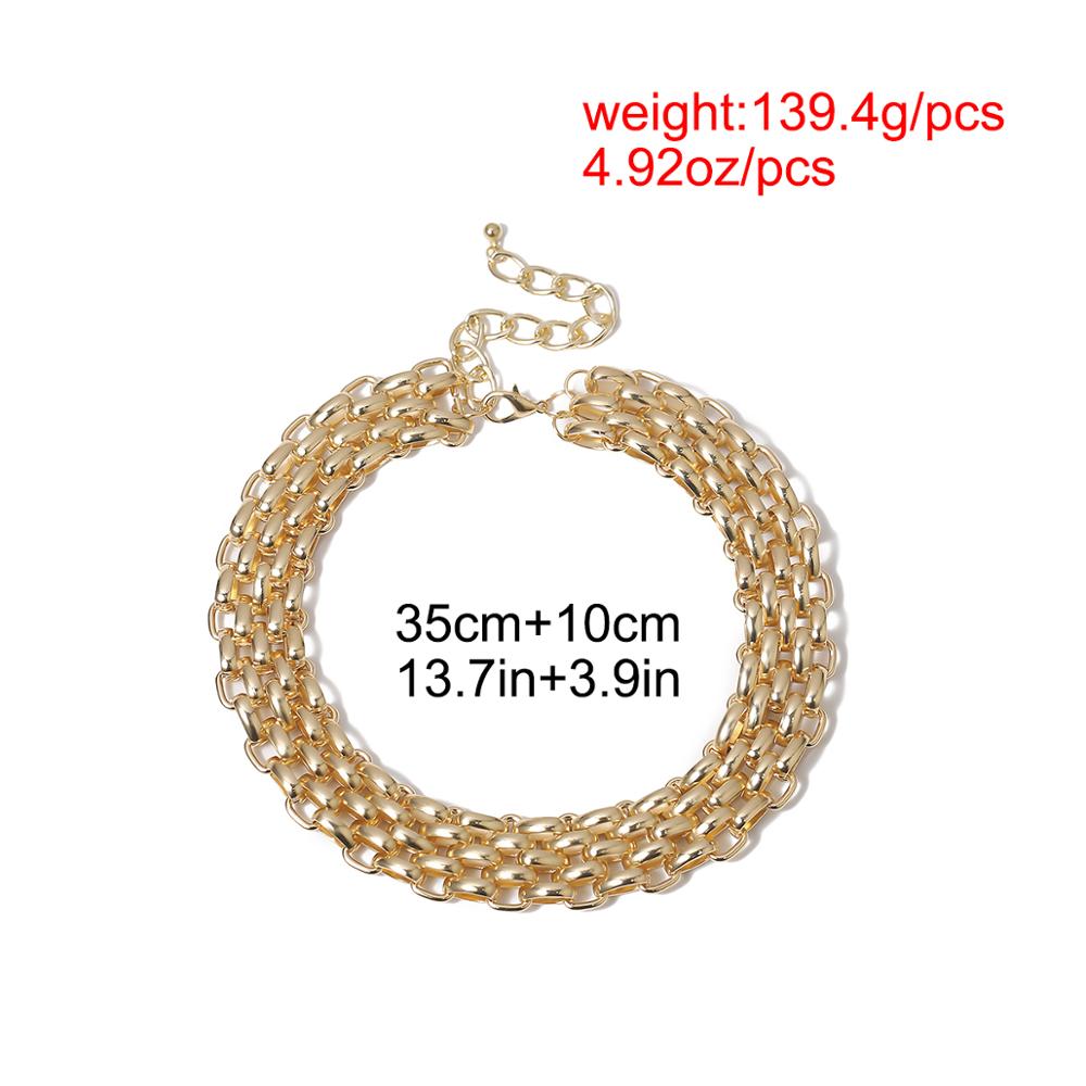 Exaggerated Unique Big Chunky Chain Choker Necklace Collar Steampunk Men Punk Twisted Lock Thick Iron Necklace for Women Zircon
