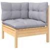 Vidaxl 9-Cz. Garden Lounge Set, Grey Cushions, Pine