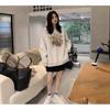 Retro Lazy Style Spring, Autumn and Winter Plus Velvet Sweatshirt for Women Loose Couples Thin Round Neck Top