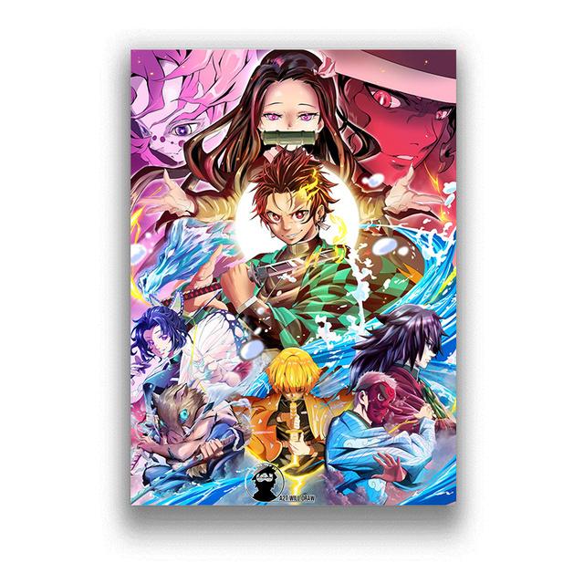 Japanese Anime Demon Slayer Posters And Prints Pictures On The Wall Vintage Poster Decorative Home Decor Tableau