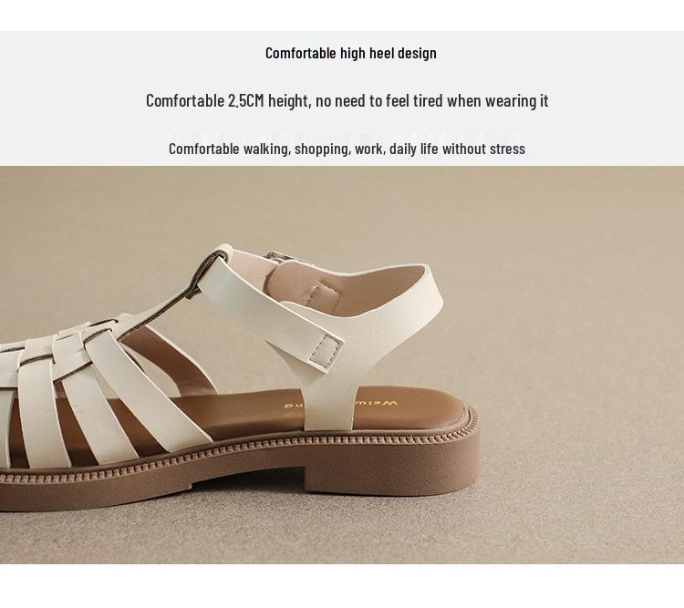 Women's Retro Woven Flat Sandals with Thick Sole & Closed Toe (Plus Size, Summer 2023)