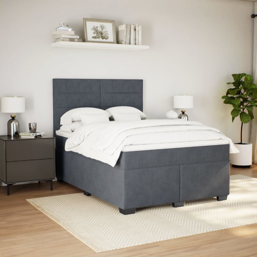 Vidaxl Kontinentalbett Mit Matratze, Dunkelgrau, Samt 140X190Cm