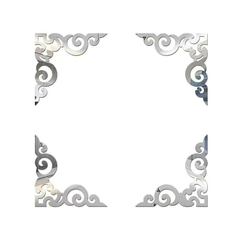 4pcs Corner Mirror Sticker Acrylic 3D Wall Stickers Self-adhesive Cabinet Edge Building Border Living Room Bedroom Home Decor