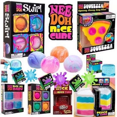 4Pcs Swirl NeeDoh Cube Nice-Sicle Squishy Toy, Sensory Stress Relief Squeeze Fidget Toys Anti-Anxiety Hand Toys for Focus ADHD