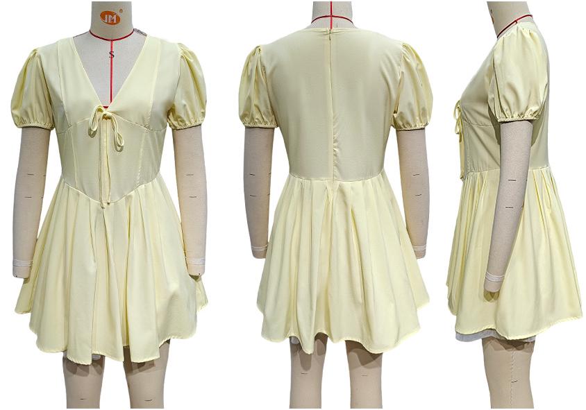 2026 Floral Puff Sleeve Summer Dress – Sweet French Style with Cinched Waist and A-line Skirt.