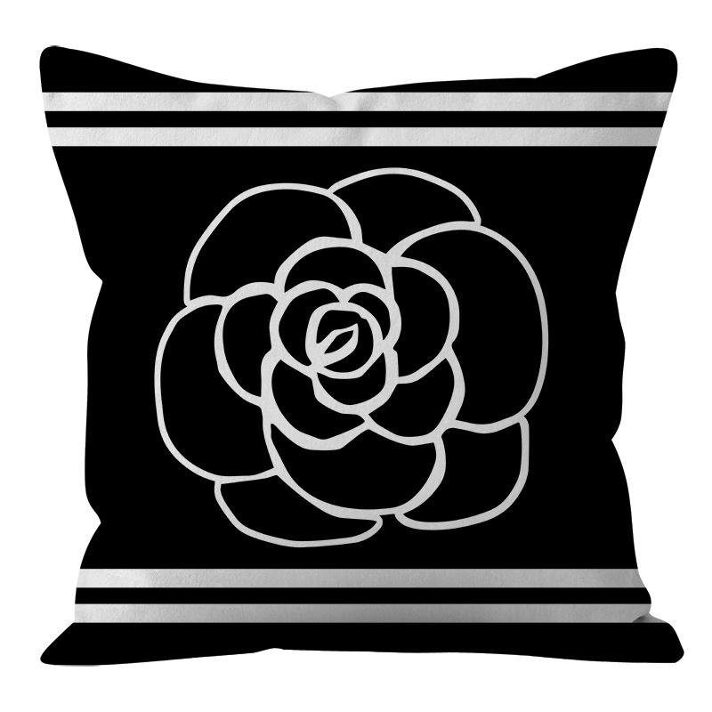 Nordic Ins Style Simple and Light Luxury Lines Black and White Plaid Pillow Case Pillow Lunch Break Pillow Sofa Cushion