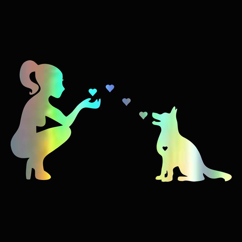 G182 Schäferhund Dame Liebt Hund Ausgeschnittener Vinyl Aufkleber Autoaufkleber Wasserdicht Autodekore auf Karosserie Stoßstange Heckscheibe