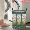 Collapsible Laundry Basket Large Round Waterproof Fabric Hamper Dirty Clothes Storage Bin Toy Organizer with Handles