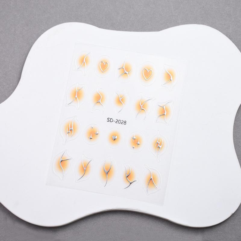 Thin & Durable Nail Stickers: Classic Silver Blush Gradient with Hearts & Stars Decals