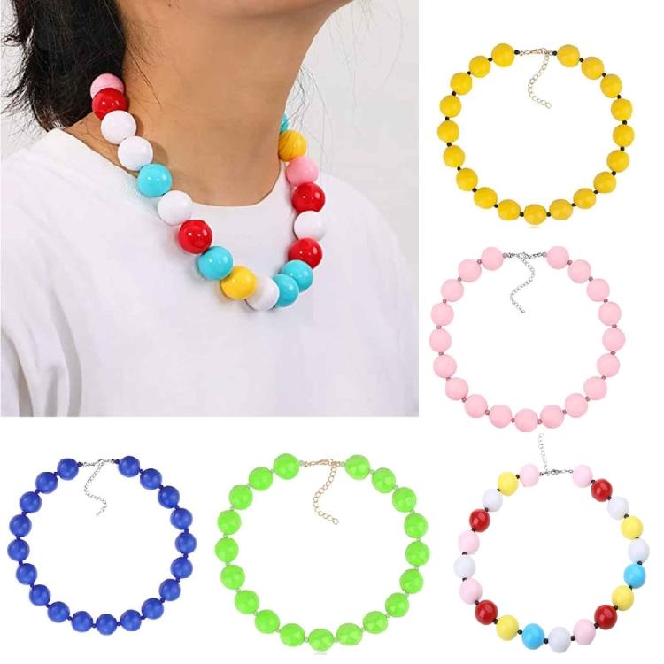 Acrylic Chunky Beads Necklace Statement Bubblegum Necklace Dress Up Jewelry