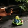 Zen Frog Lotus Leaf Incense Plug Incense Tray,Living Room Tea Tray Aromatherapy Stove,Channel Agarwood Sandalwood Seat Ornament
