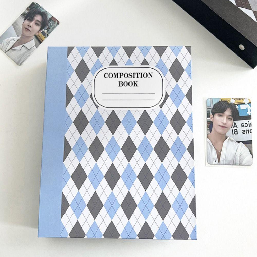 Chessboard Grid Retro Idol Photo Album Baffle A5 Idol Photo Card Holder  Collection Around Idols