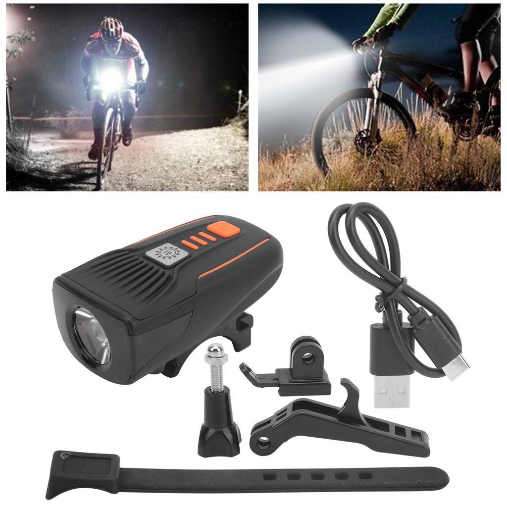 Bike Front Light Flashlight Set Bicycle Rechargeable LED Headlight Riding Accessory