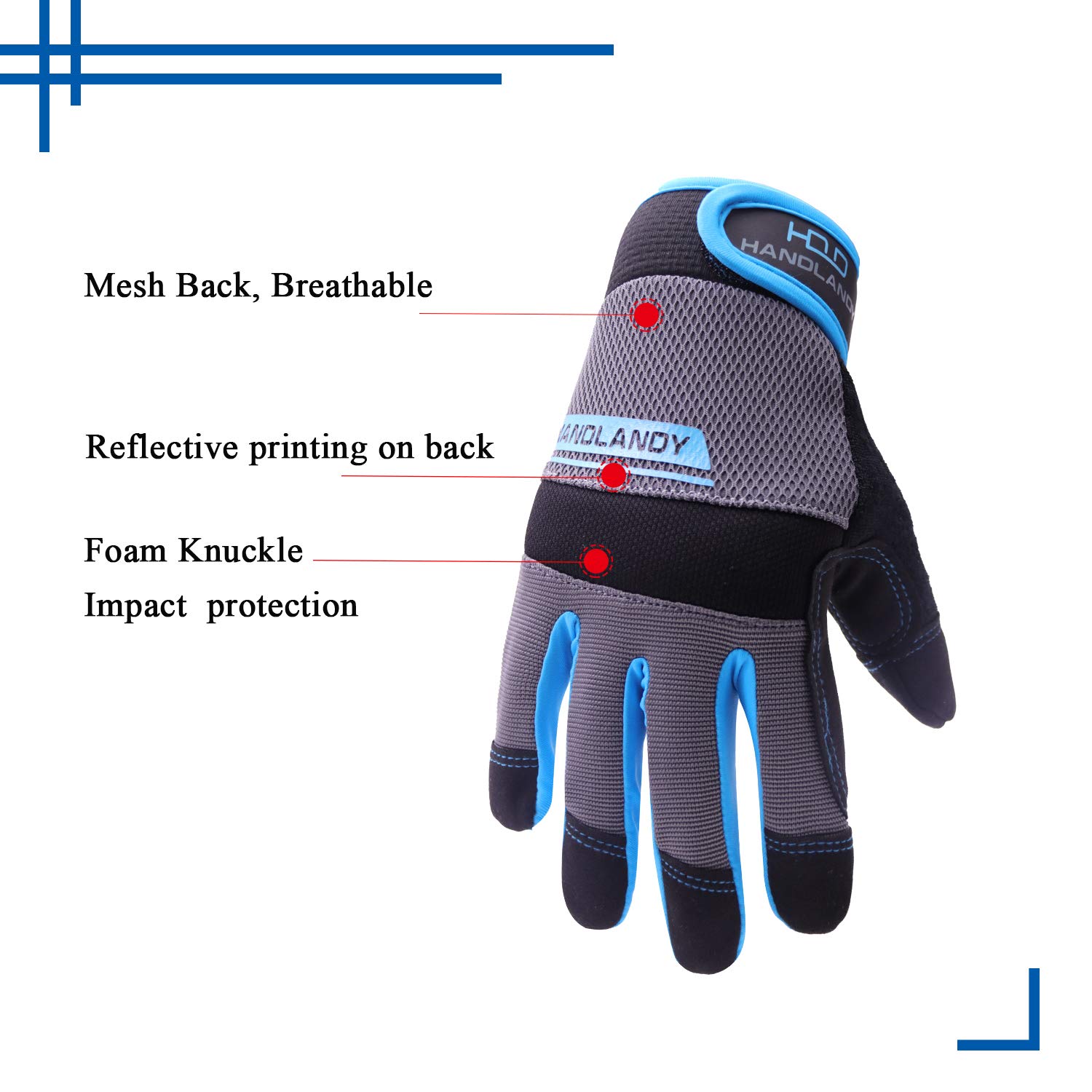 HLDD HANDLANDY Womens Work Gloves, Safety Utility Gloves,Mens & Women MultiFunctional Mechanic Gardening Construction DIY Work Gloves with