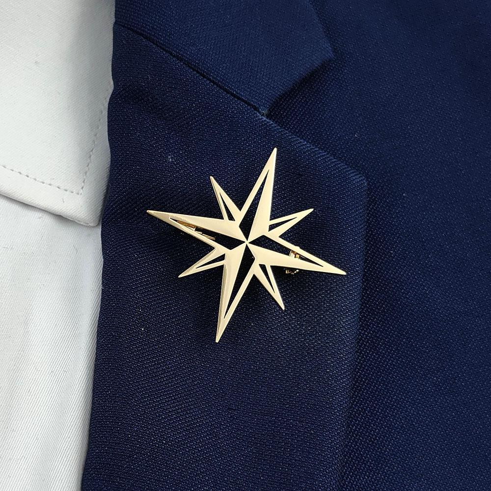 Stellar Mango Element Stainless Steel Brooch, Classic Fashion Badge, Banquet/Speech/Business Universal Lapel Jewelry.